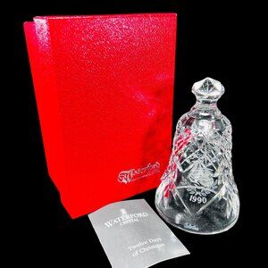 Vtg Waterford Crystal Bell 1990 12 Days of Christmas Seven Swans Swimming in BOX